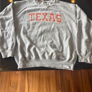 Gray Crewneck Sweater with Texas Print